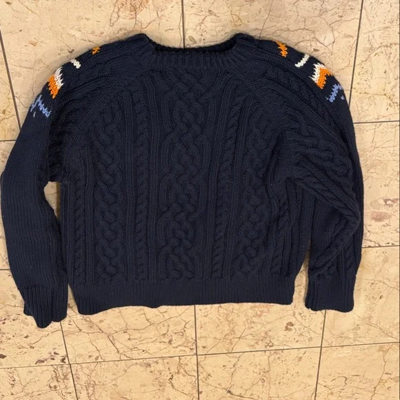 Tory Burch Sport Navy blue Fair isle sweater. - Picture 4 of 4